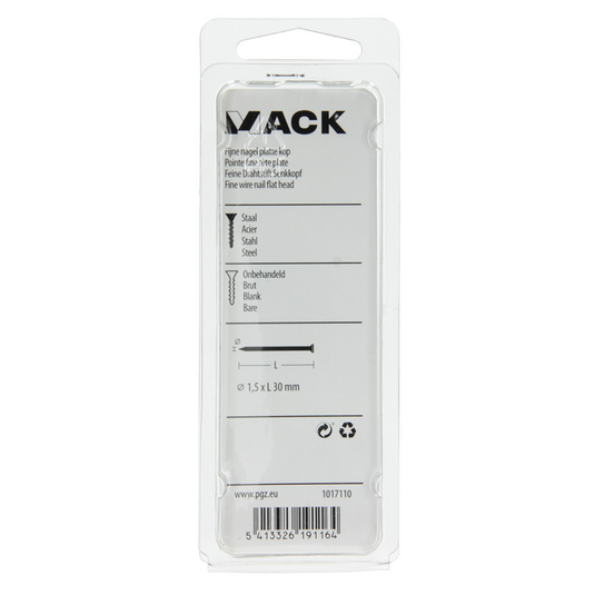 Mack 1017110 - fijne nagel platte kop 85 gr 1,5 x 30 mm | 5 stuks