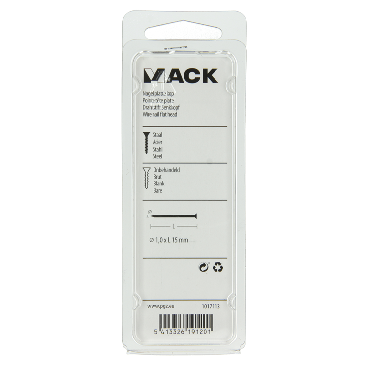 Afbeelding laden in galerijviewer, Mack 1017113 - nagel platte kop 90 gr 1,0 x 15 mm | 5 stuks
