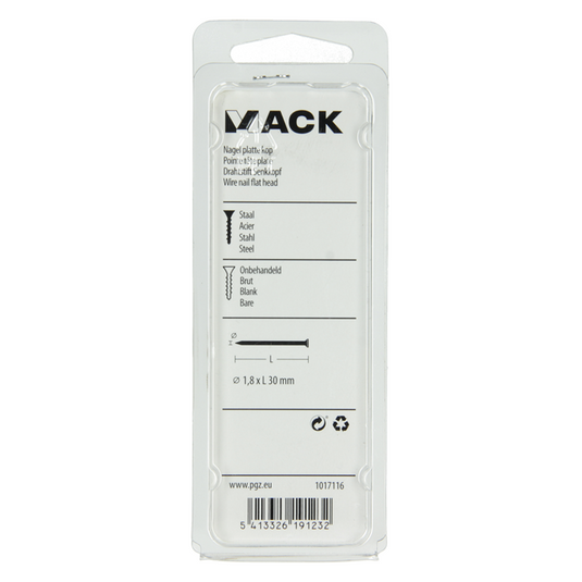 Mack 1017116 - nagel platte kop 100 gr 1,8 x 30 mm | 5 stuks