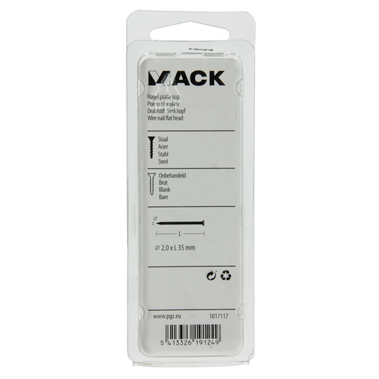 Mack 1017117 - nagel platte kop 100 gr 2,0 x 35 mm | 5 stuks