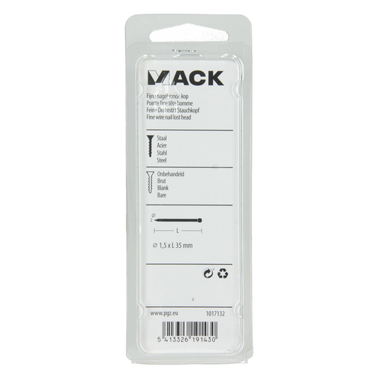 Mack 1017132 - fijne nagel ronde kop 85 gr 1,5 x 35 mm | 5 stuks