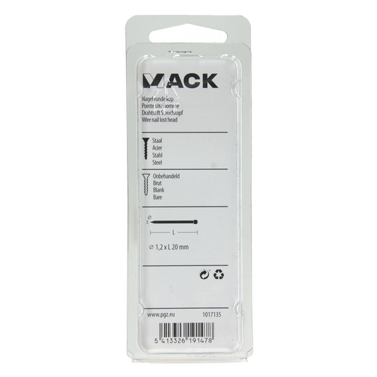 Mack 1017135 - nagel ronde kop 90 gr 1,2 x 20 mm | 5 stuks