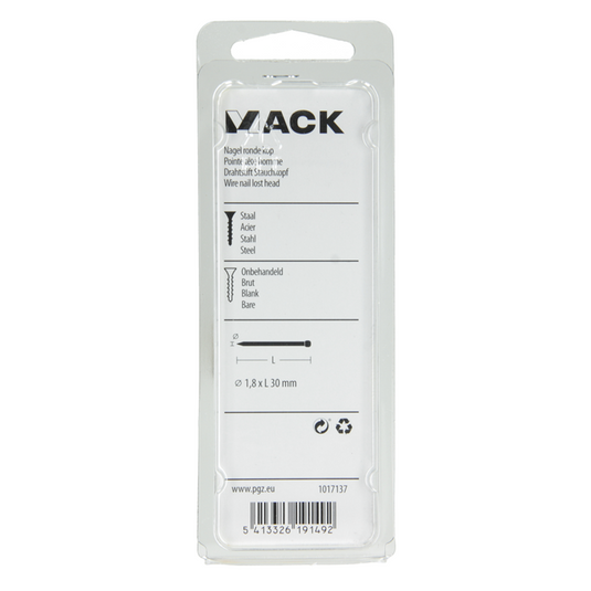 Mack 1017137 - nagel ronde kop 100 gr 1,8 x 30 mm | 5 stuks