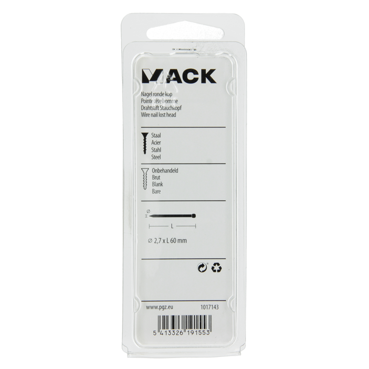 Afbeelding laden in galerijviewer, Mack 1017143 - nagel ronde kop 150 gr 2,7 x 60 mm | 5 stuks
