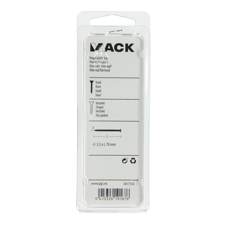 Afbeelding laden in galerijviewer, Mack 1017154 - nagel platte kop staal verzinkt 125 gr 3,5 x 70 mm | 5 stuks
