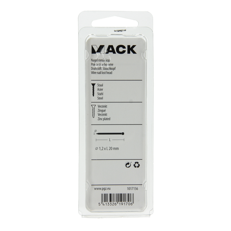 ギャラリービューアに画像をロードする, Mack 1017156 - nagel ronde kop staal verzinkt100 gr 1,2 x 20 mm | 5 stuks
