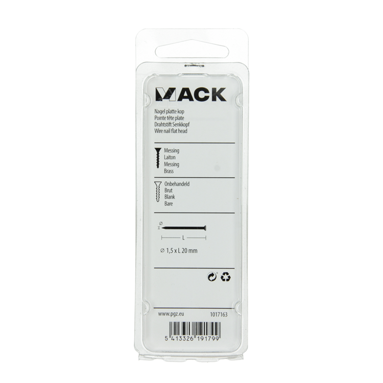 Afbeelding laden in galerijviewer, Mack 1017163 - nagel platte kop messing 20 gr1,5 x 20 mm | 10 stuks
