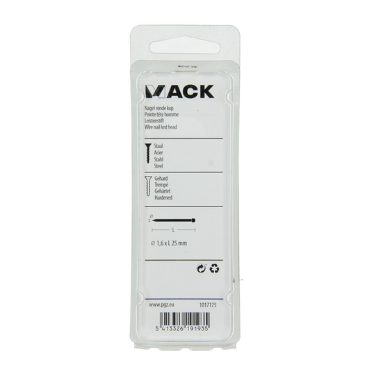 Mack 1017175 - nagel ronde kop staal gehard 45 gr 1,6 x 25 mm | 10 stuks