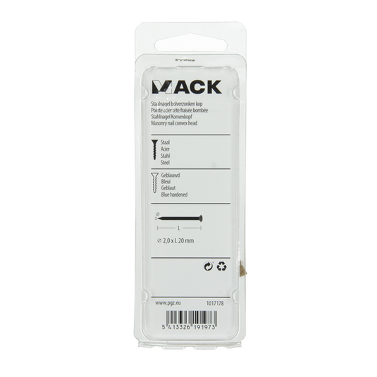 Mack 1017178 - staalnagel bvk staal geblauwd 40 gr 2,0 x 20 mm | 10 stuks