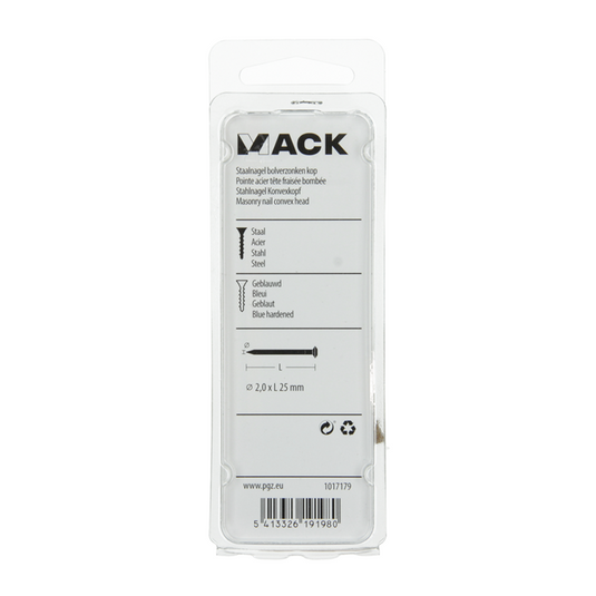 Mack 1017179 - staalnagel bvk staal geblauwd 40 gr 2,0 x 25 mm | 10 stuks