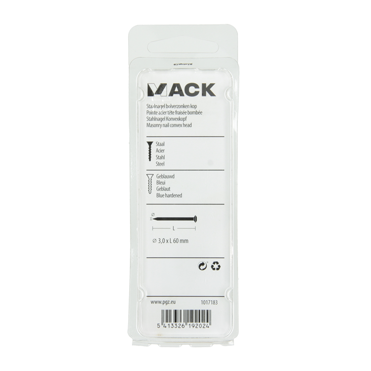 Chargez l'image dans la visionneuse de la galerie, Mack 1017183 - staalnagel bvk staal geblauwd 45 gr 3,0 x 60 mm | 10 stuks
