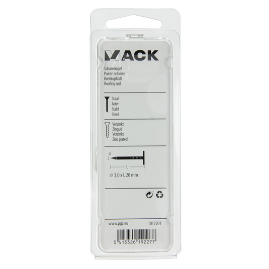 Mack 1017201 - schalienagel staal verzinkt 100 gr 3,0 x 20 mm | 5 stuks