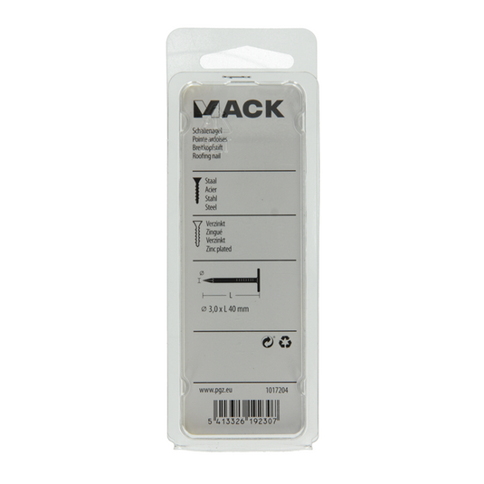 Mack 1017204 - schalienagel staal verzinkt 100 gr 3,0 x 40 mm | 5 stuks