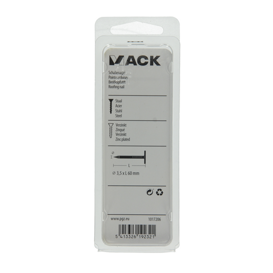 Mack 1017206 - schalienagel staal verzinkt 100 gr 3,5 x 60 mm | 5 stuks