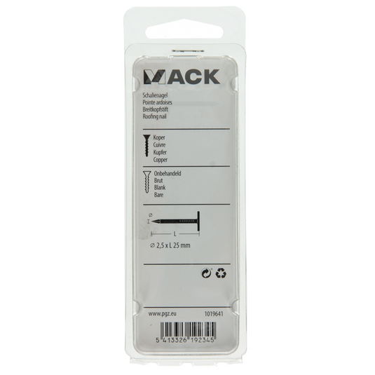 Mack 1019641 - schalienagel koper 30 gr 2,5 x 25mm | 10 stuks