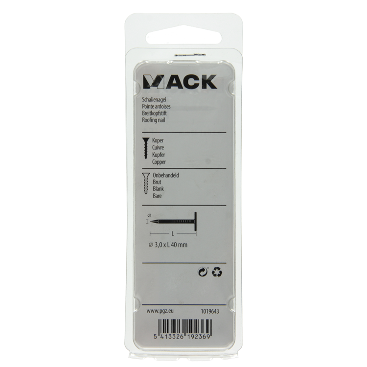 Afbeelding laden in galerijviewer, Mack 1019643 - schalienagel koper 30 gr 3,0 x 40mm | 10 stuks
