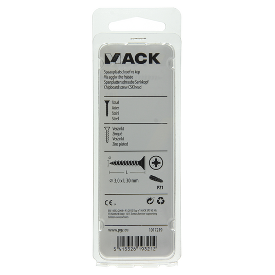 Mack 1017219 - spaanplaatschroef vz kop geelverz.35 st 3,0 x 30 mm | 10 stuks