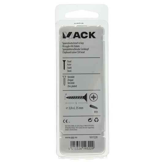 Mack 1017220 - spaanplaatschroef vz kop geelverz.30 st 3,0 x 35 mm | 10 stuks