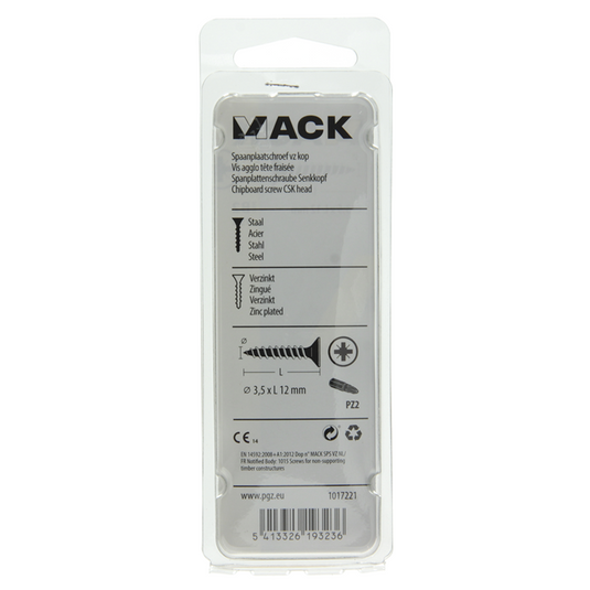 Mack 1017221 - spaanplaatschroef vz kop geelverz.45 st 3,5 x 12 mm | 10 stuks