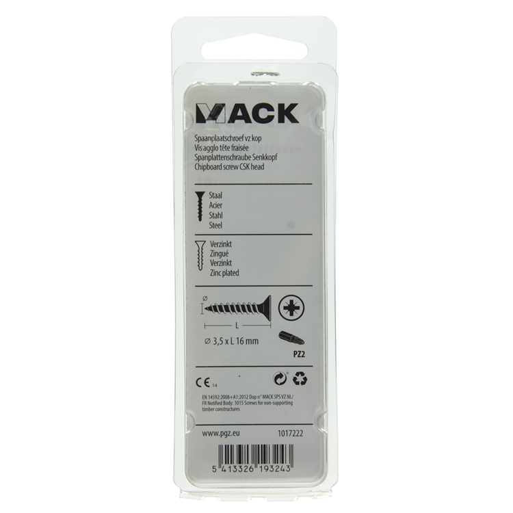 Afbeelding laden in galerijviewer, Mack 1017222 - spaanplaatschroef vz kop geelverz.40 st 3,5 x 16 mm | 10 stuks
