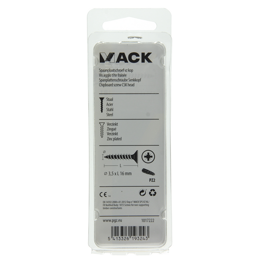 Mack 1017222 - spaanplaatschroef vz kop geelverz.40 st 3,5 x 16 mm | 10 stuks