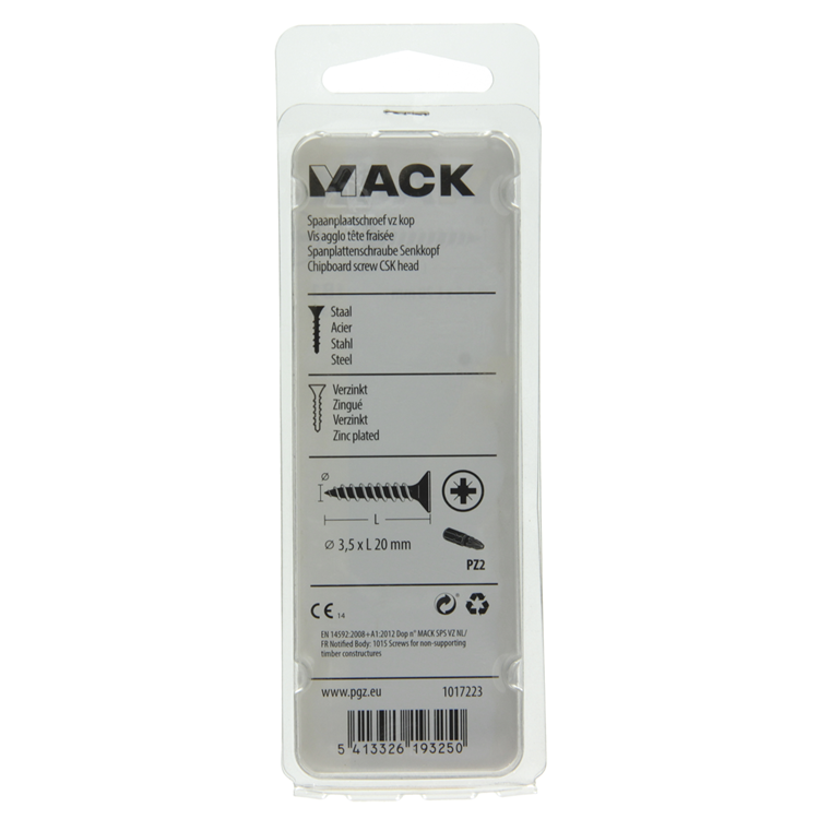 Afbeelding laden in galerijviewer, Mack 1017223 - spaanplaatschroef vz kop geelverz.35 st 3,5 x 20 mm | 10 stuks
