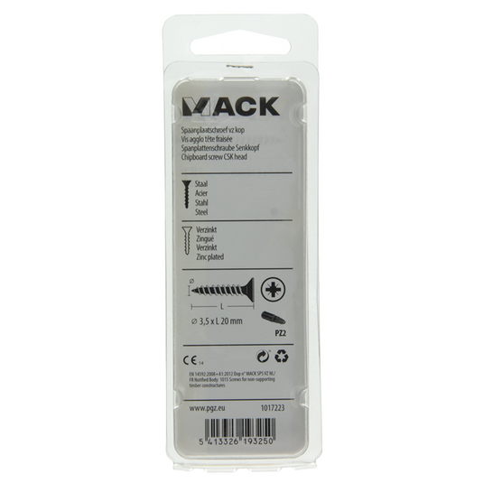 Mack 1017223 - spaanplaatschroef vz kop geelverz.35 st 3,5 x 20 mm | 10 stuks