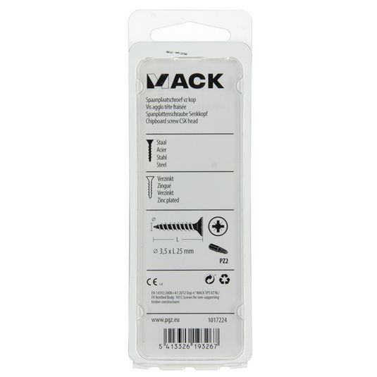 Mack 1017224 - spaanplaatschroef vz kop geelverz.32 st 3,5 x 25 mm | 10 stuks