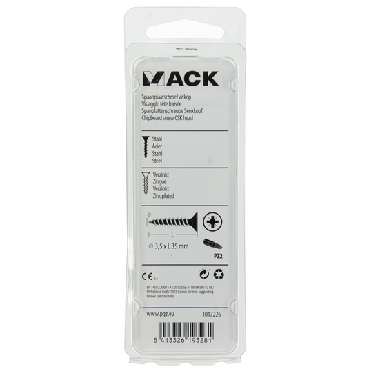 Mack 1017226 - spaanplaatschroef vz kop geelverz.24 st 3,5 x 35 mm | 10 stuks