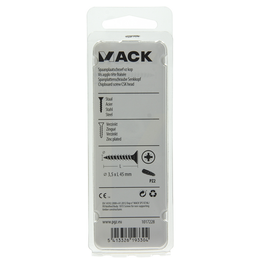 Mack 1017228 - spaanplaatschroef vz kop geelverz.18 st 3,5 x 45 mm | 10 stuks
