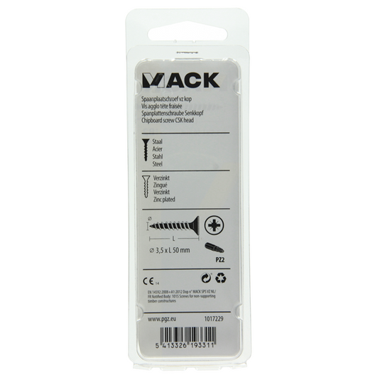 Mack 1017229 - spaanplaatschroef vz kop geelverz.14 st 3,5 x 50 mm | 10 stuks