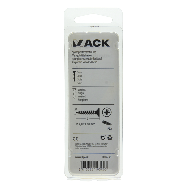 Laden Sie das Bild in Galerie -Viewer, Mack 1017238 - spaanplaatschroef vz kop geelverz.12 st 4,0 x 60 mm | 10 stuks

