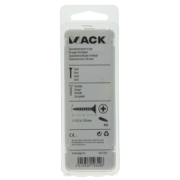 Chargez l'image dans la visionneuse de la galerie, Mack 1017247 - spaanplaatschroef vz kop geelverz.12 st 4,5 x 50 mm | 10 stuks
