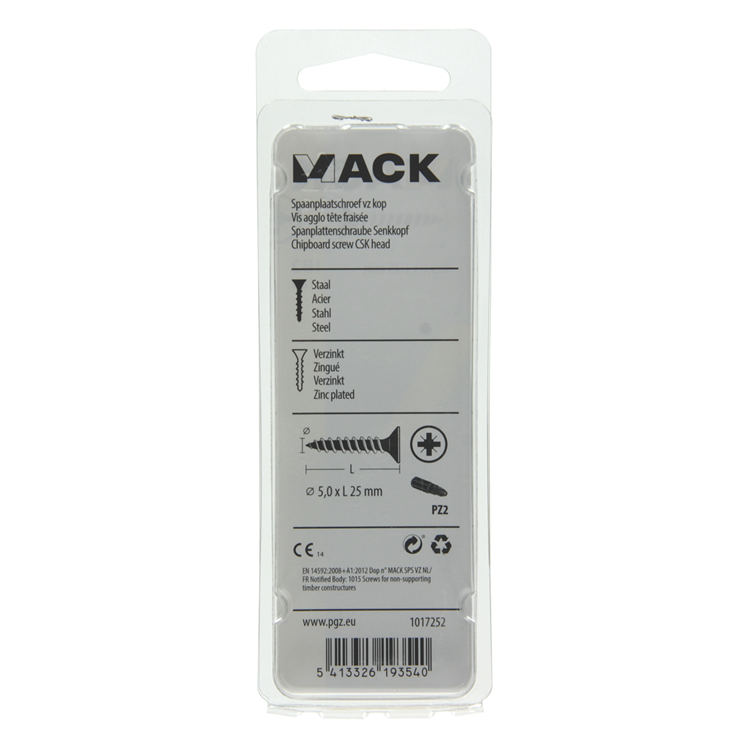 Afbeelding laden in galerijviewer, Mack 1017252 - spaanplaatschroef vz kop geelverz.18 st 5,0 x 25 mm | 10 stuks
