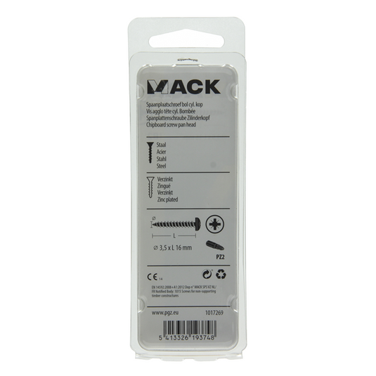 Mack 1017269 - spaanplaatschroef cylkop geelverz.40 st 3,5 x 16 mm | 10 stuks