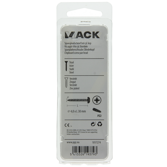 Mack 1017274 - spaanplaatschroef cylkop geelverz.20 st 4,0 x 30 mm | 10 stuks