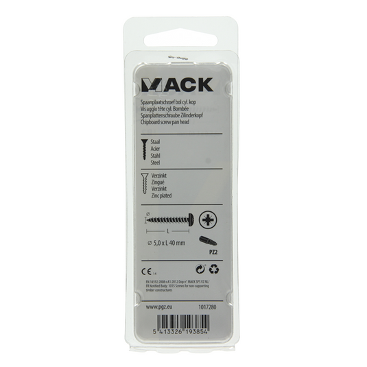 Mack 1017280 - spaanplaatschroef cylkop geelverz.12 st 5,0 x 40 mm | 10 stuks