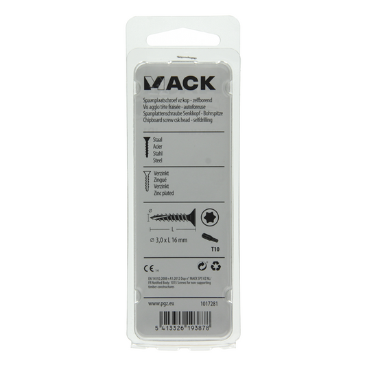Mack 1017281 - spaanplschr.vzkop-zelfb. geelverz. 50 st 3,0 x 16 mm | 10 stuks