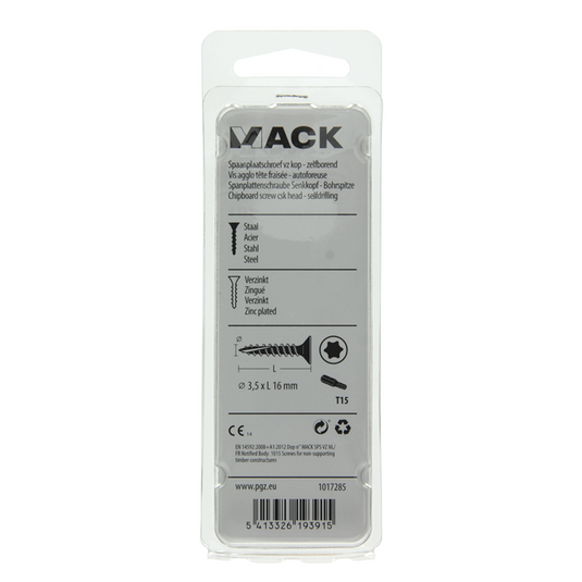 Mack 1017285 - spaanplschr.vzkop-zelfb. geelverz. 40 st 3,5 x 16 mm | 10 stuks