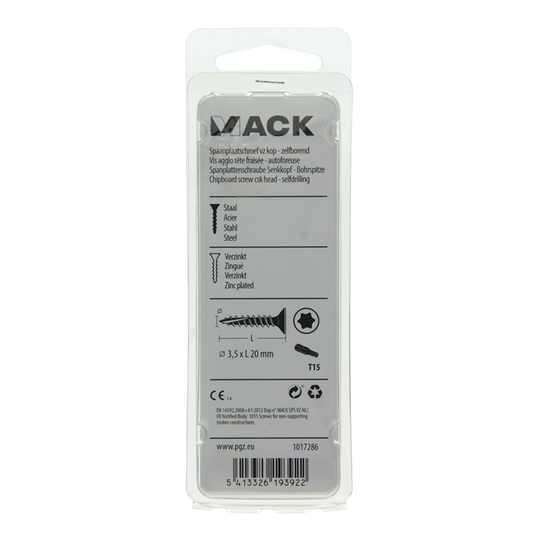 Mack 1017286 - spaanplschr.vzkop-zelfb. geelverz. 35 st 3,5 x 20 mm | 10 stuks