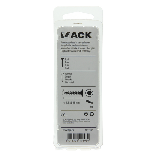 Mack 1017287 - spaanplschr.vzkop-zelfb. geelverz .32 st 3,5 x 25 mm | 10 stuks