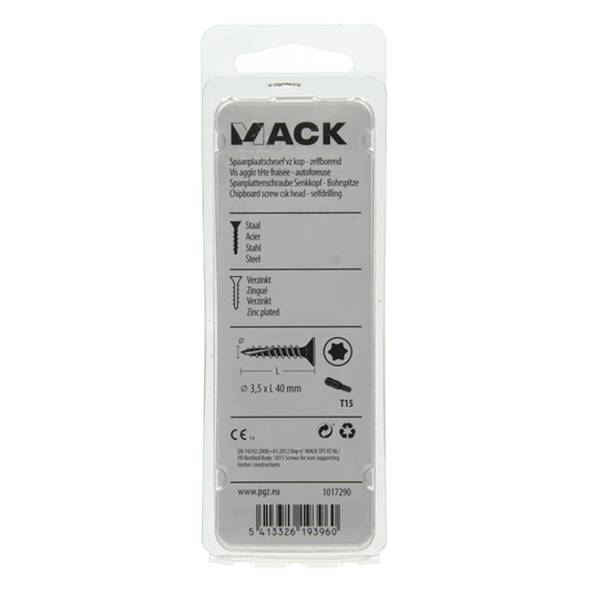 Mack 1017290 - spaanplschr.vzkop-zelfb. geelverz .22 st 3,5 x 40 mm | 10 stuks
