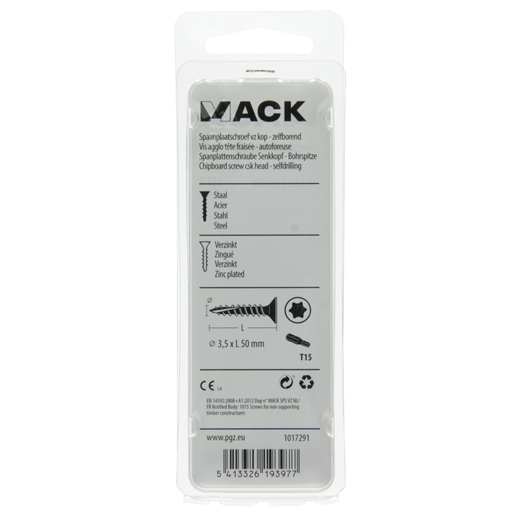 Afbeelding laden in galerijviewer, Mack 1017291 - spaanplschr.vzkop-zelfb. geelverz. 14 st 3,5 x 50 mm | 10 stuks
