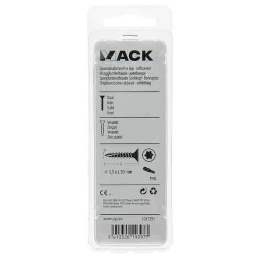 Mack 1017291 - spaanplschr.vzkop-zelfb. geelverz. 14 st 3,5 x 50 mm | 10 stuks