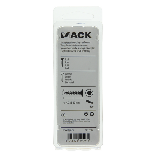 Mack 1017295 - spaanplschr.vzkop-zelfb. geelverz. 22 st 4,0 x 30 mm | 10 stuks