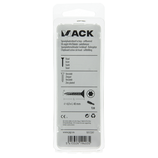 Mack 1017297 - spaanplschr.vzkop-zelfb. geelverz. 18 st 4,0 x 40 mm | 10 stuks