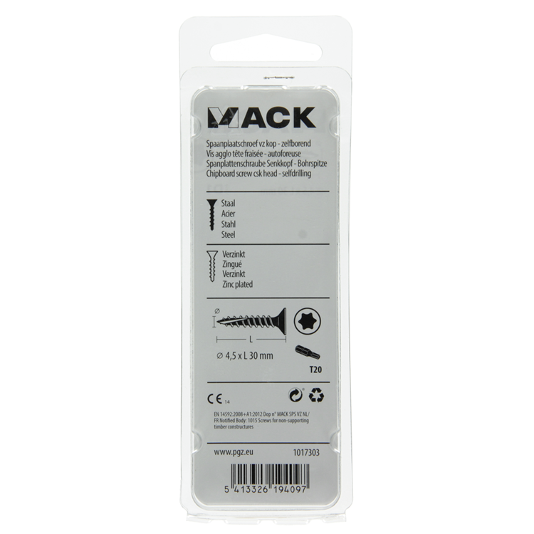 Afbeelding laden in galerijviewer, Mack 1017303 - spaanplschr.vzkop-zelfb. geelverz.18 st 4,5 x 30 mm | 10 stuks

