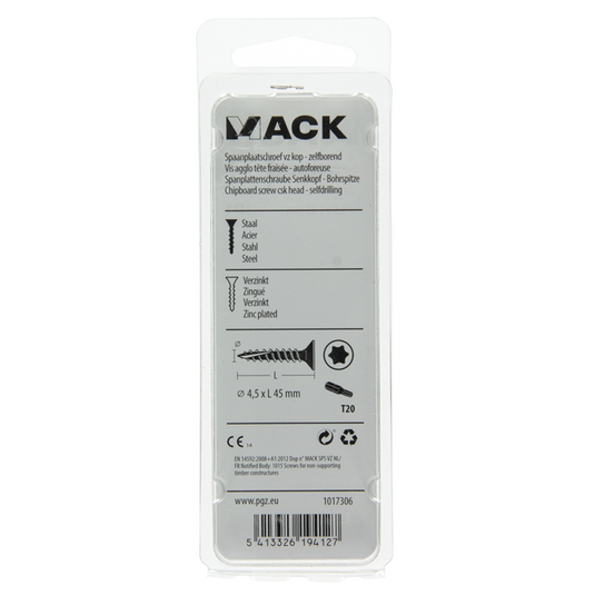 Mack 1017306 - spaanplschr.vzkop-zelfb. geelverz.13 st 4,5 x 45 mm | 10 stuks