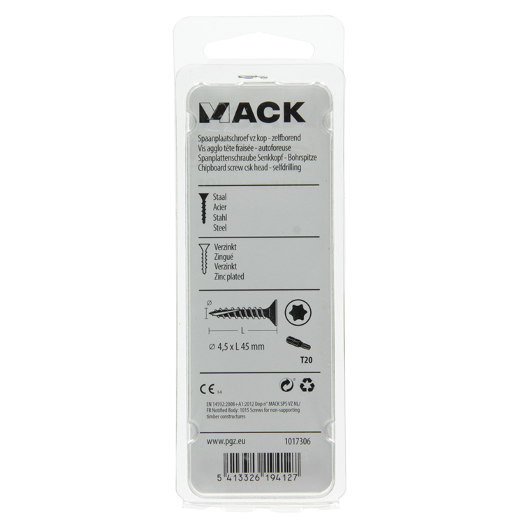 Afbeelding laden in galerijviewer, Mack 1017306 - spaanplschr.vzkop-zelfb. geelverz.13 st 4,5 x 45 mm | 10 stuks

