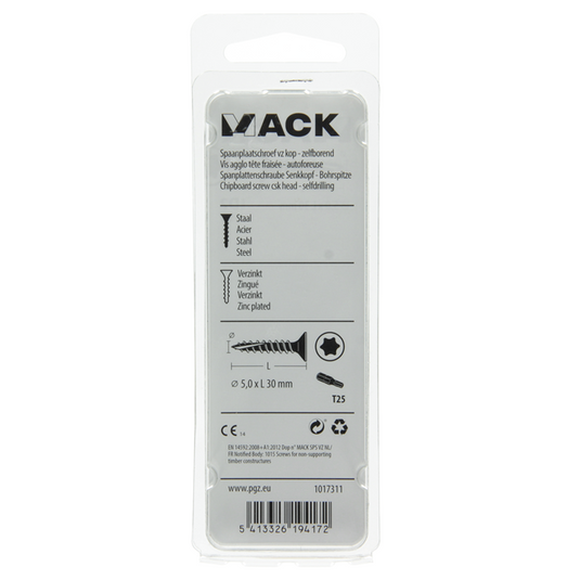 Mack 1017311 - spaanplschr.vzkop-zelfb. geelverz. 15 st 5,0 x 30 mm | 10 stuks